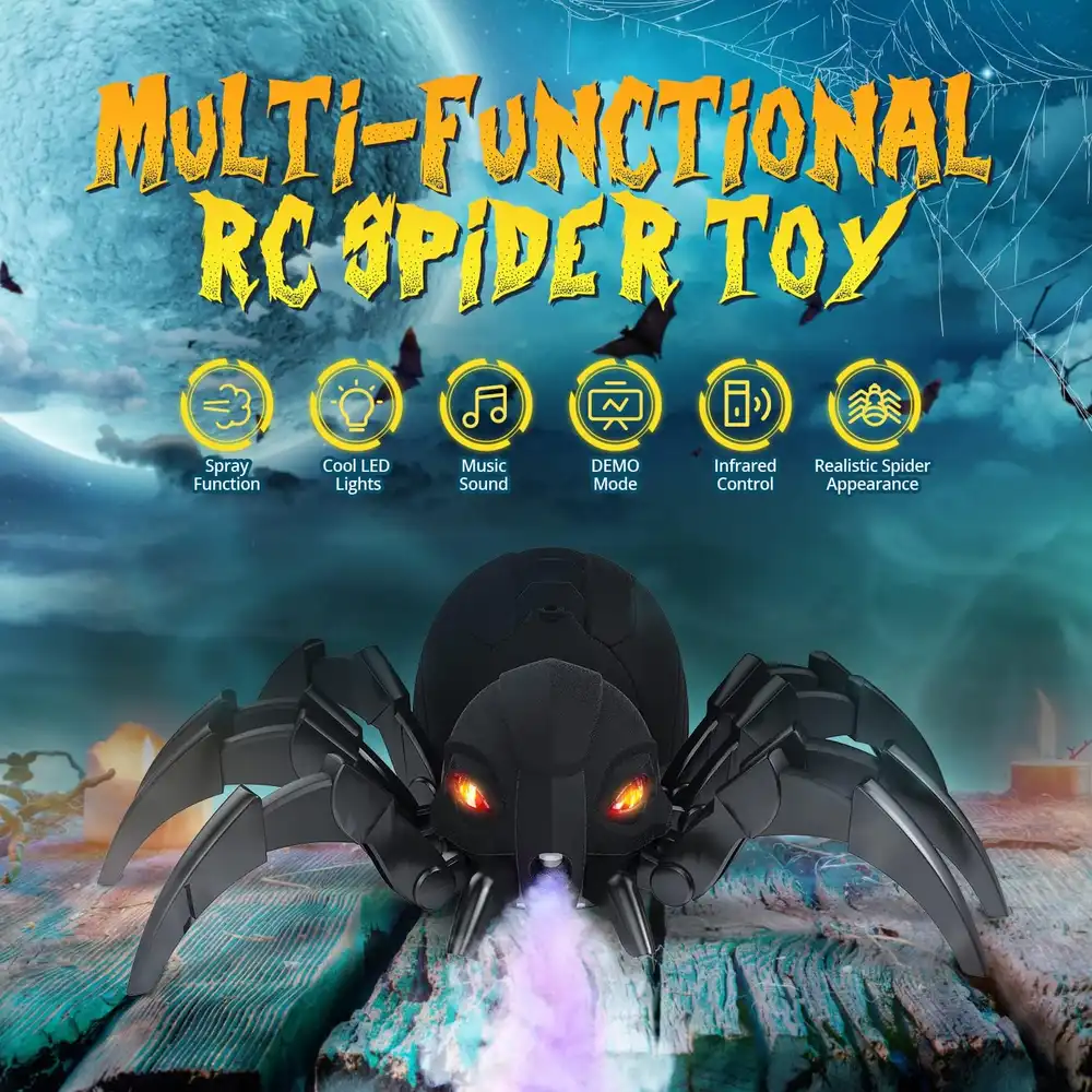 DEERC RC Spider with Mist & Lights product features