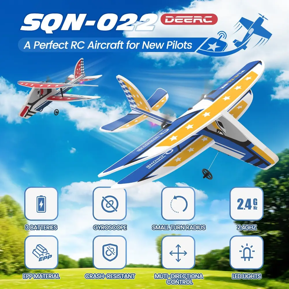 DEERC 2CH RC Glider product features