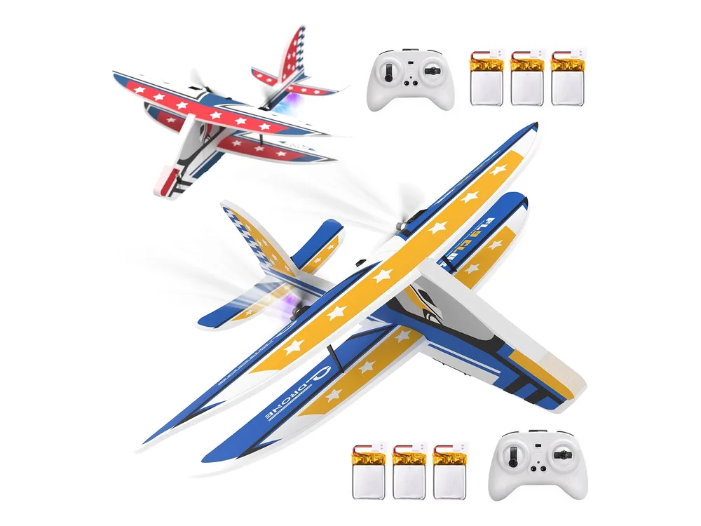 DEERC Twin RC Airplane Set — Red, Yellow