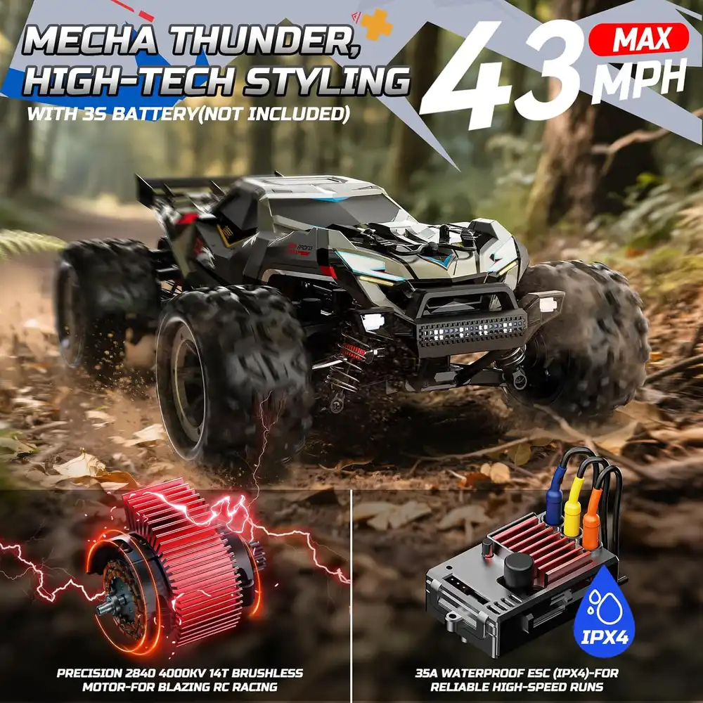 DEERC 308E Brushless RC Truck product features