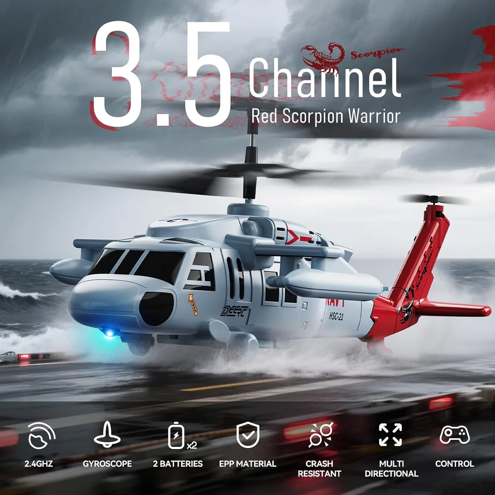 DEERC SQN012 Black Hawk RC Helicopter product features