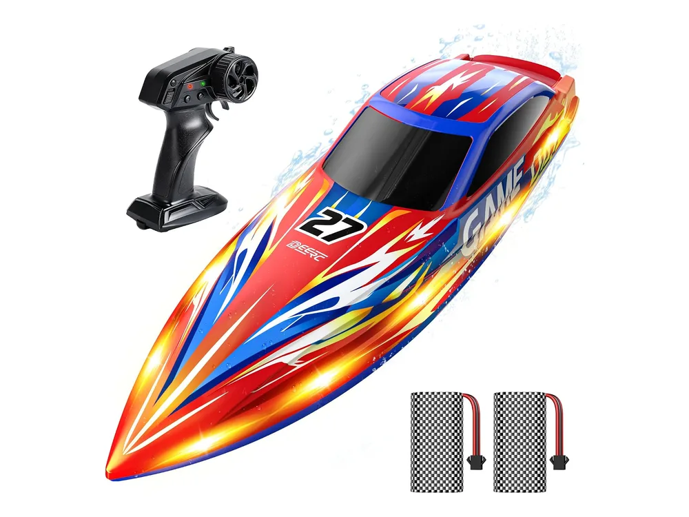 DEERC HJ826 RC Racing Boat — Blue & Red